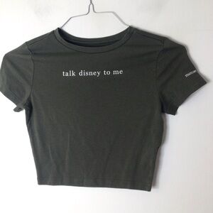 wild fable Olive Green 'talk disney to me' Cropped Graphic Tee
